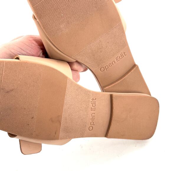 Open Edit Lely Sandals 5 NWOT Tan Slides Jewel Bridal Wedding Shower Grad - Picture 2 of 6